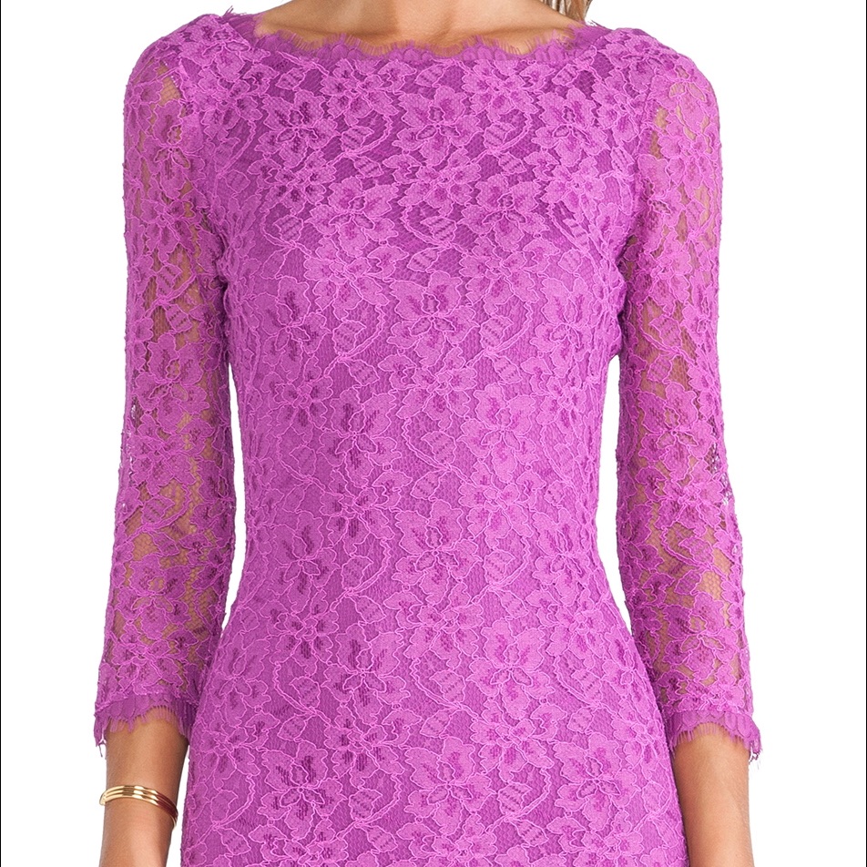 Diane Von Furstenberg Purple Lace Mini Dress